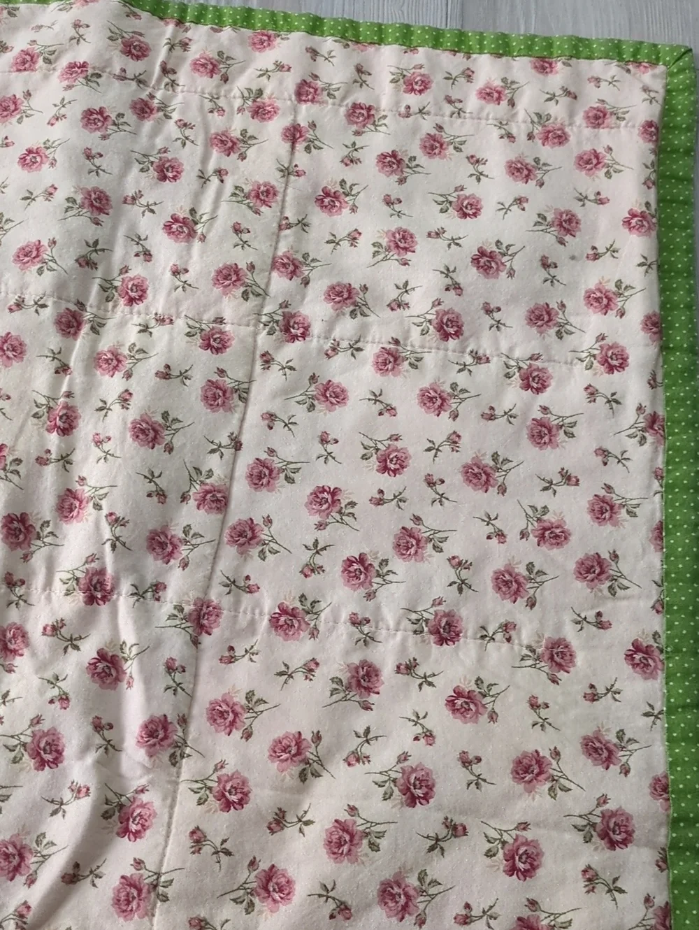 Handmade Pink Patchwork Quilt Wall Hanging Floral Cottagecore Shabby Chic Decor